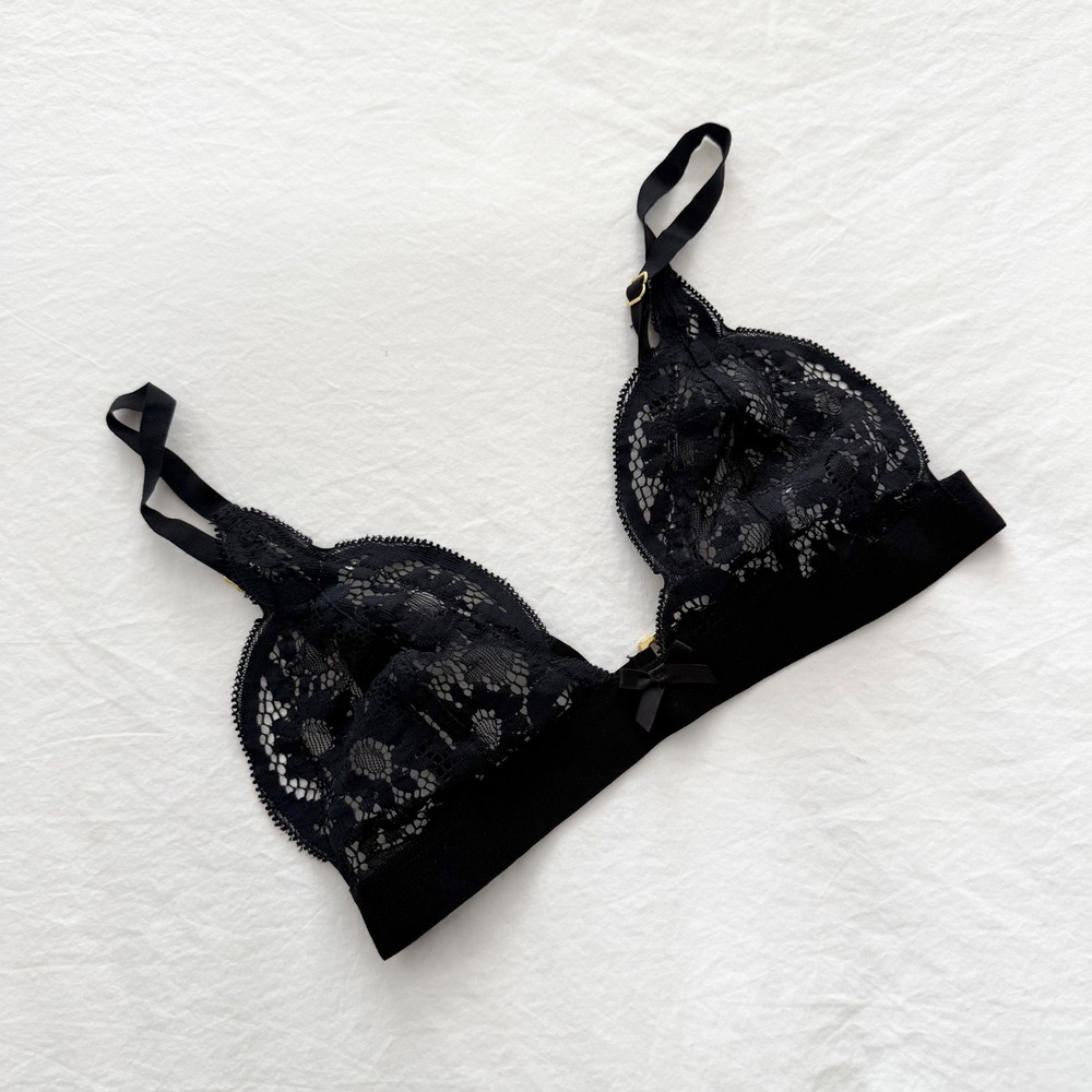 For Love & Lemons Black Floral Lace Bralette XS